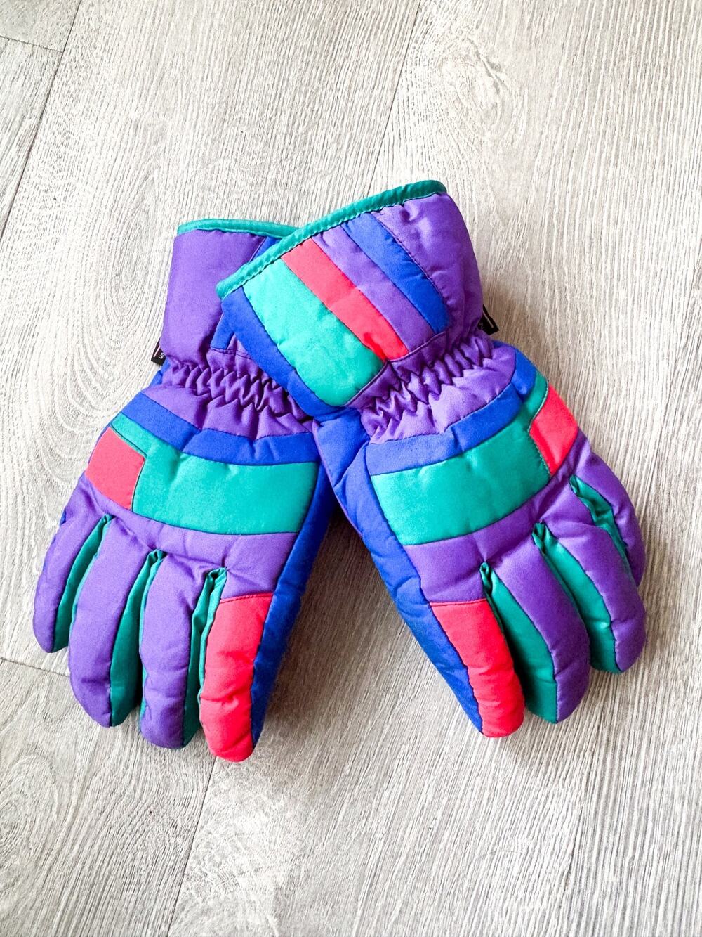 Vintage Thinsulate 80s 90s Ski Winter Gloves Mens M/L Colorful Bright